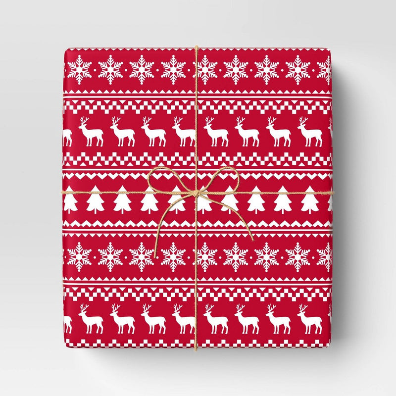 50 sq ft Fair Isle Print Christmas Gift Wrap Red/White - Wondershop (LOCAL PICKUP ONLY)