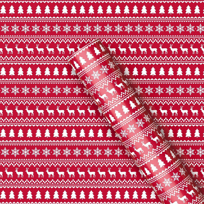 50 sq ft Fair Isle Print Christmas Gift Wrap Red/White - Wondershop