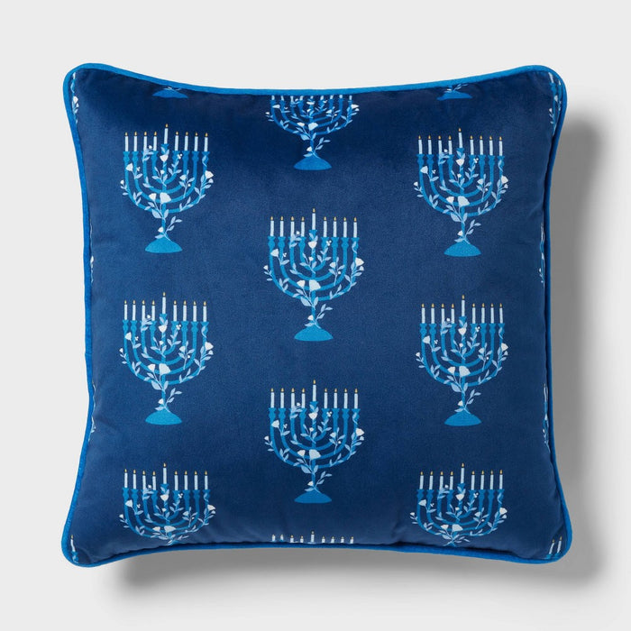 16"x16" Menorah Reversible Square Hanukkah Decorative Pillow - Spritz
