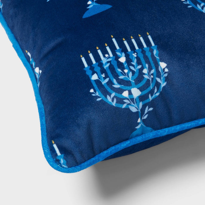 16"x16" Menorah Reversible Square Hanukkah Decorative Pillow - Spritz