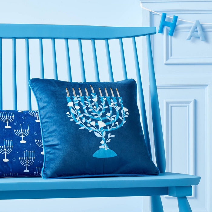 16"x16" Menorah Reversible Square Hanukkah Decorative Pillow - Spritz