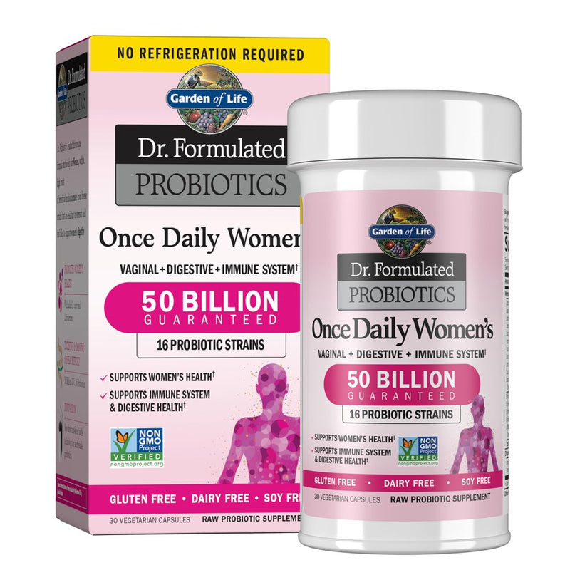 Garden Of Life Once Daily Dr. Formulated Probiotics For Women 50 Billion CFU 16 Probiotic Strains With Organic Prebiotics For Digestive, Vaginal & Immune Health, Dairy Free, Shelf Stable 30 Capsules
