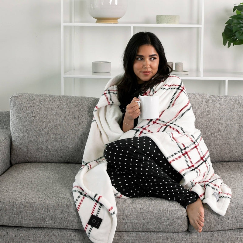 Brookstone Heated Cozy Throw Light Holiday Windowpane