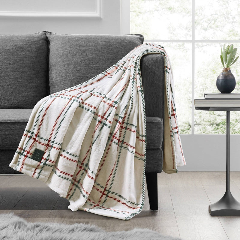 Brookstone Heated Cozy Throw Light Holiday Windowpane