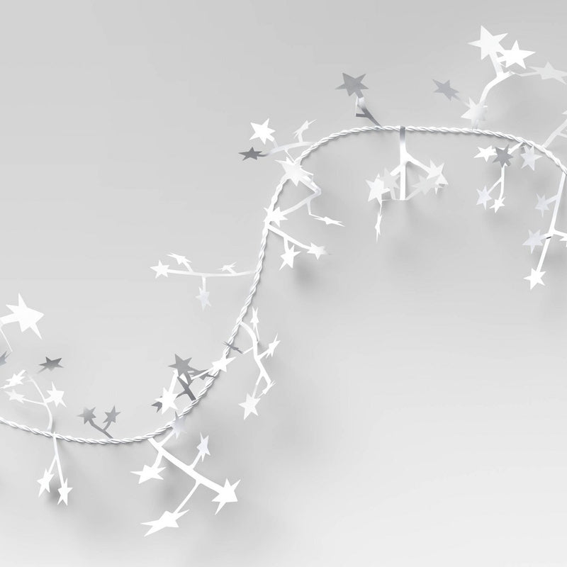 22' Wire Star Christmas Garland Metallic White - Wondershop
