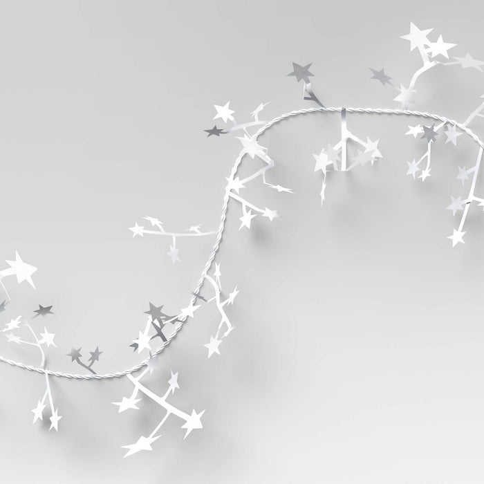 22' Wire Star Christmas Garland Metallic White - Wondershop