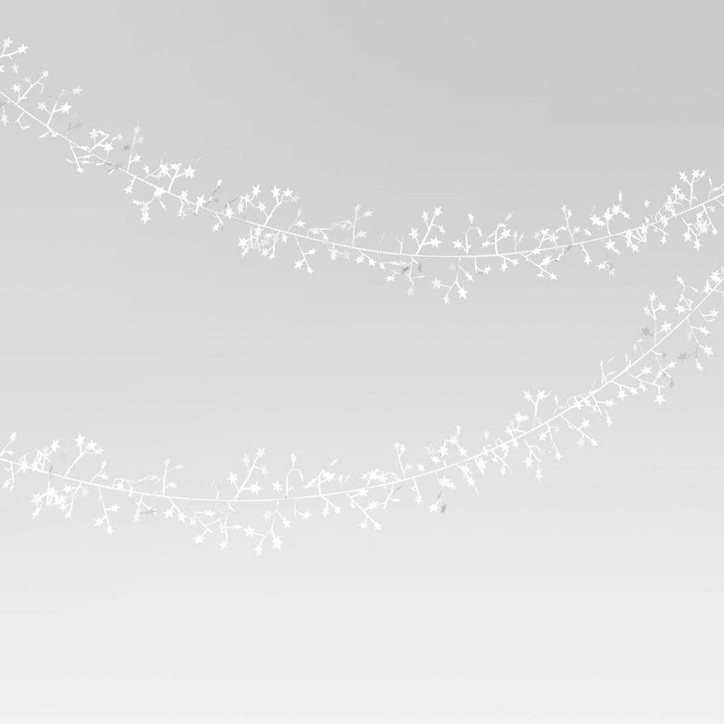 22' Wire Star Christmas Garland Metallic White - Wondershop