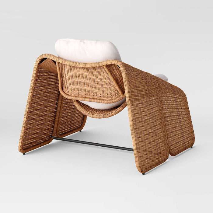2pc Wexler Statement Chair with Ottoman - Brown - Threshold: Steel Frame, Weather-Resistant Patio Set (LOCAL PICKUP ONLY)