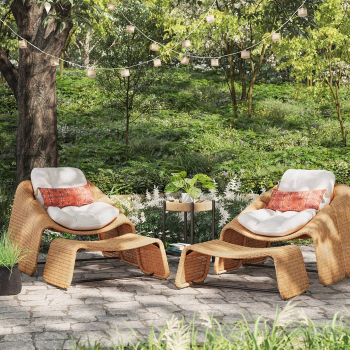 2pc Wexler Statement Chair with Ottoman - Brown - Threshold: Steel Frame, Weather-Resistant Patio Set (LOCAL PICKUP ONLY)