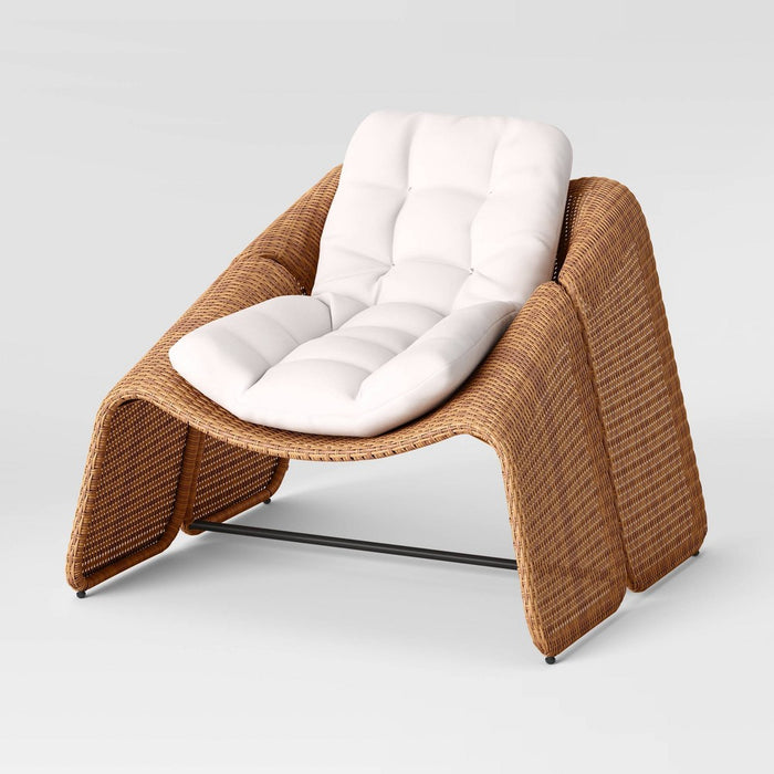 2pc Wexler Statement Chair with Ottoman - Brown - Threshold: Steel Frame, Weather-Resistant Patio Set (LOCAL PICKUP ONLY)