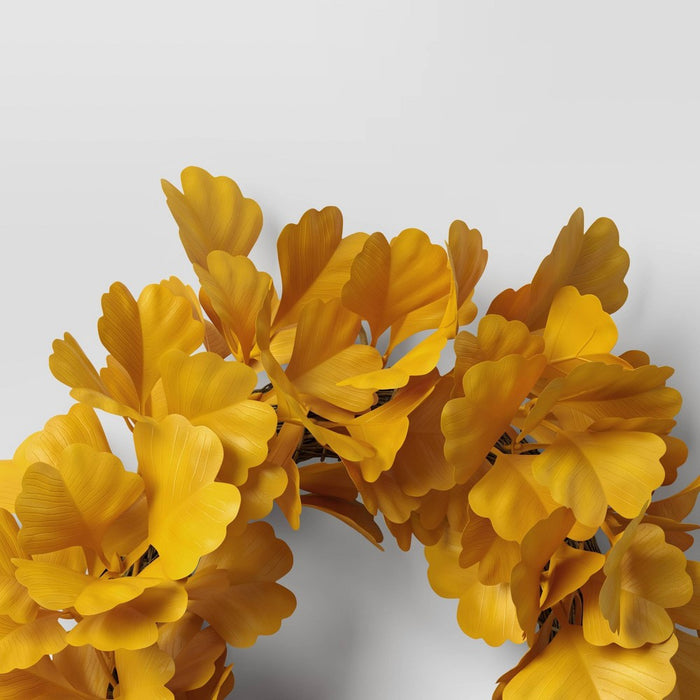 12" Ginko Artificial Wreath Gold - Room Essentials