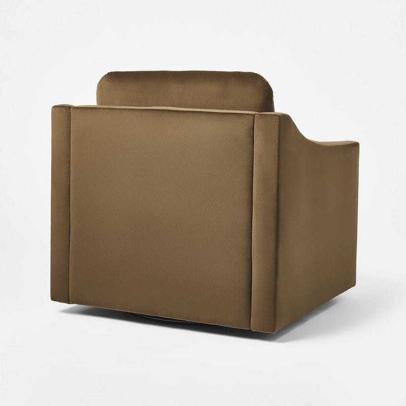 Fully Upholstered Swivel Accent Chair Dark Brown Velvet - Threshold designed with Studio McGee (LOCAL PICKUP ONLY)