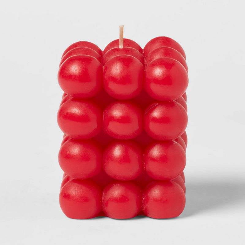 3.5" Unscented Bubble Sculpture Candle Ripe Red 12oz - Opalhouse: Bohemian Style, 30hr Burn Time