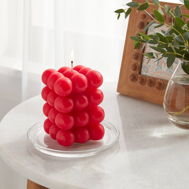 3.5" Unscented Bubble Sculpture Candle Ripe Red 12oz - Opalhouse: Bohemian Style, 30hr Burn Time