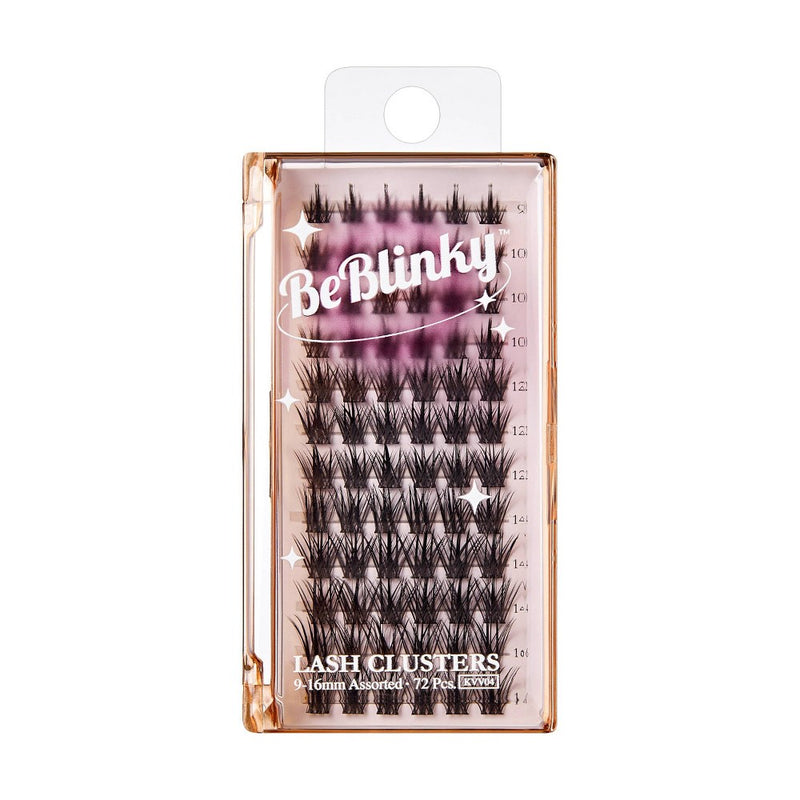 BeBlinky False Eyelash Clusters 04, 9-16 mm, Wide Band, 72pcs. - Spiky