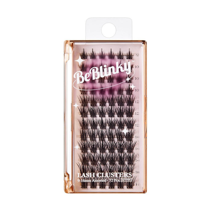 BeBlinky False Eyelash Clusters 04, 9-16 mm, Wide Band, 72pcs. - Spiky