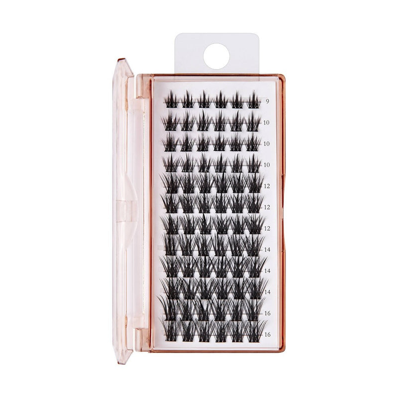 BeBlinky False Eyelash Clusters 04, 9-16 mm, Wide Band, 72pcs. - Spiky