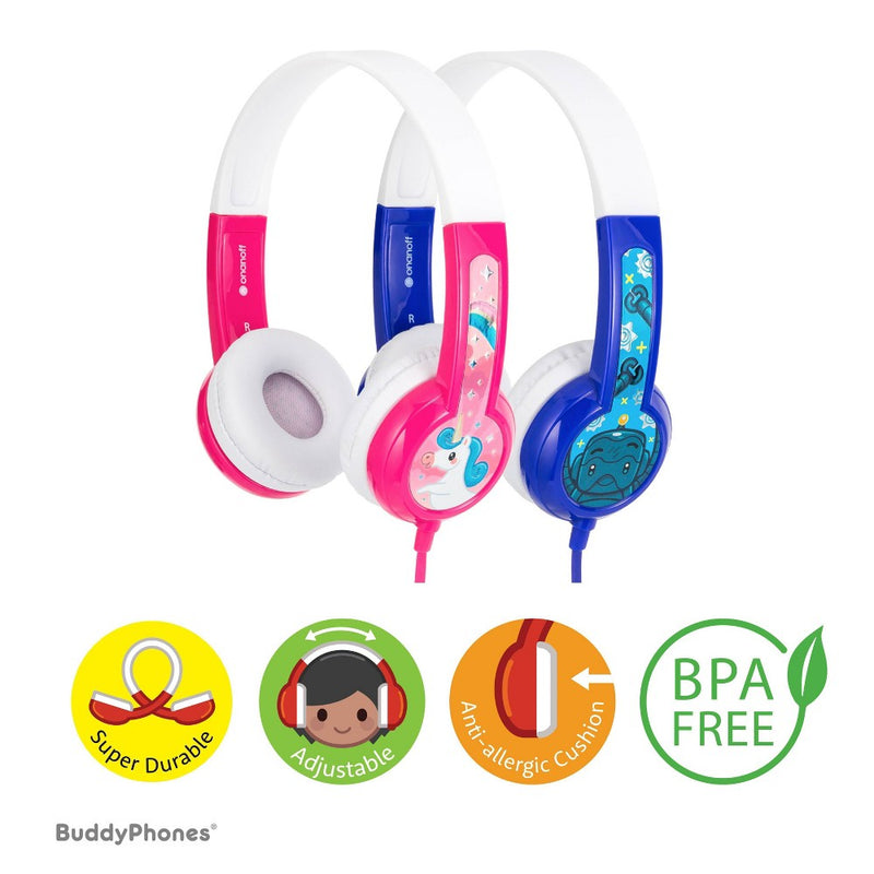 BuddyPhones DiscoverFun Wired Kids Headphones - Blue