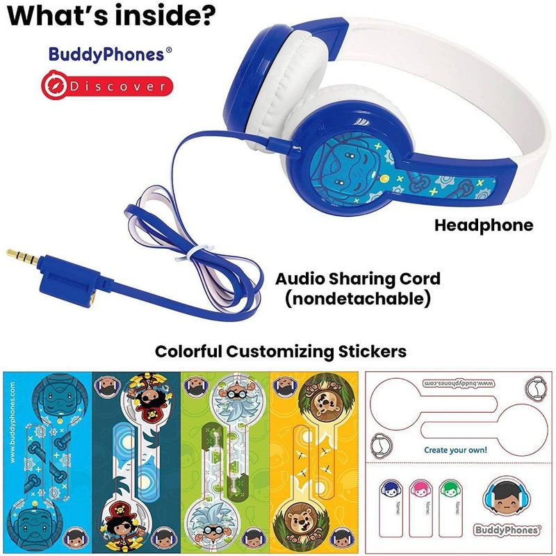 BuddyPhones DiscoverFun Wired Kids Headphones - Blue