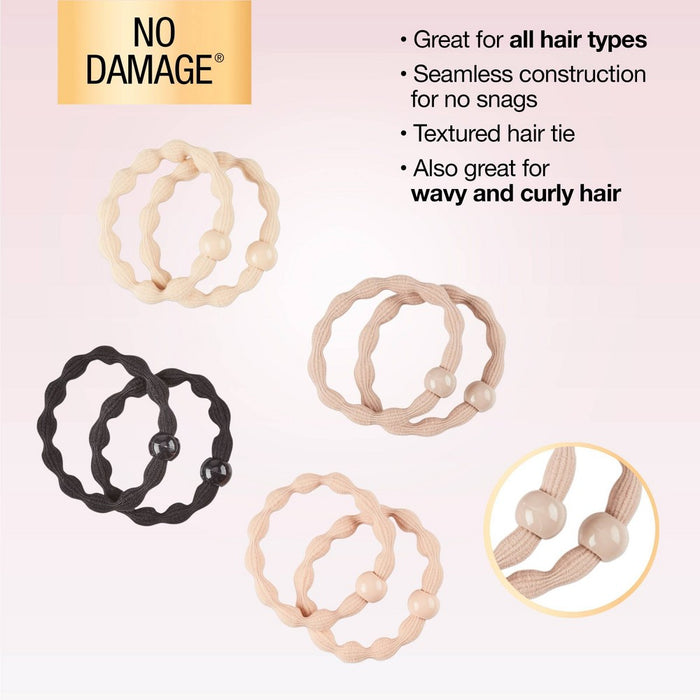 scunci No Damage Beaded Hair Elastics - Tan/Beige/Pink/Black - 8pk