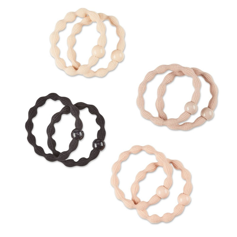 scunci No Damage Beaded Hair Elastics - Tan/Beige/Pink/Black - 8pk