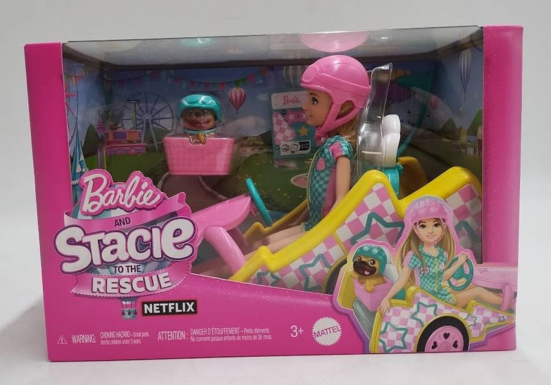 Barbie Stacie Racer Doll with Go-Kart Toy Car, Dog