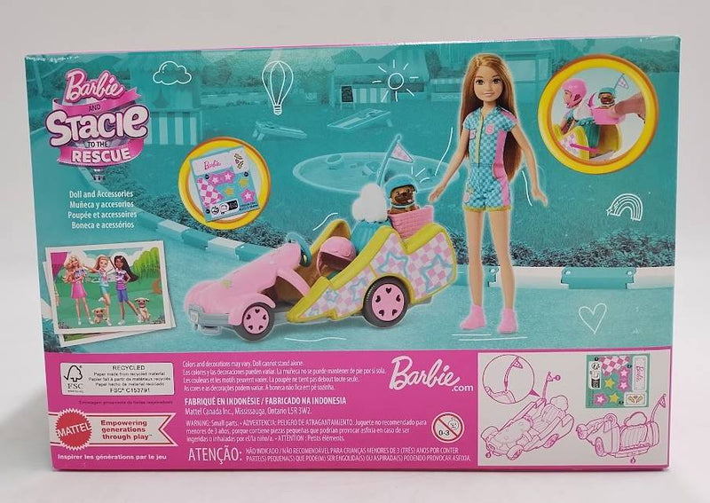 Barbie Stacie Racer Doll with Go-Kart Toy Car, Dog