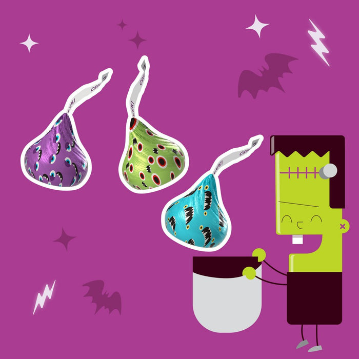 Hershey's Kisses Milk Chocolate Monster Foils Halloween Candy - 10oz