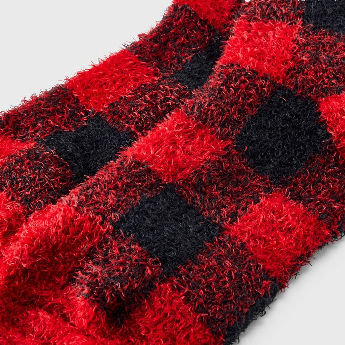 Women's Buffalo Plaid Cozy Crew Socks - Auden Red 4-10