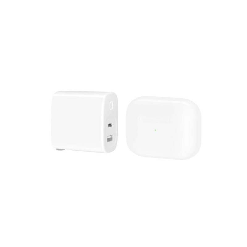 Just Wireless Pro Series 30W 2-Port USB-A & USB-C Home Charger with 6' Lightning to USB-C Cable - White