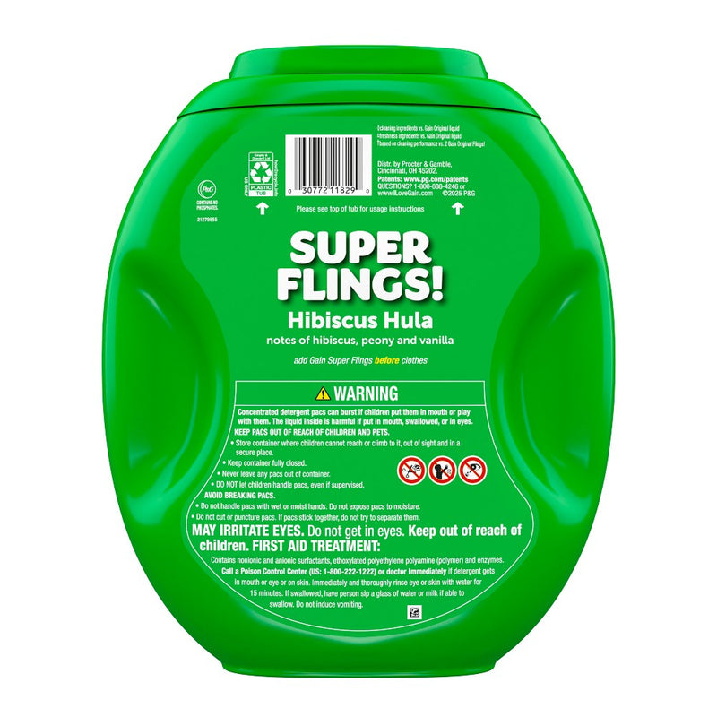 Gain Flings Hibiscus Hula HE Compatible Happy Laundry Detergent Soap Pacs - 45ct