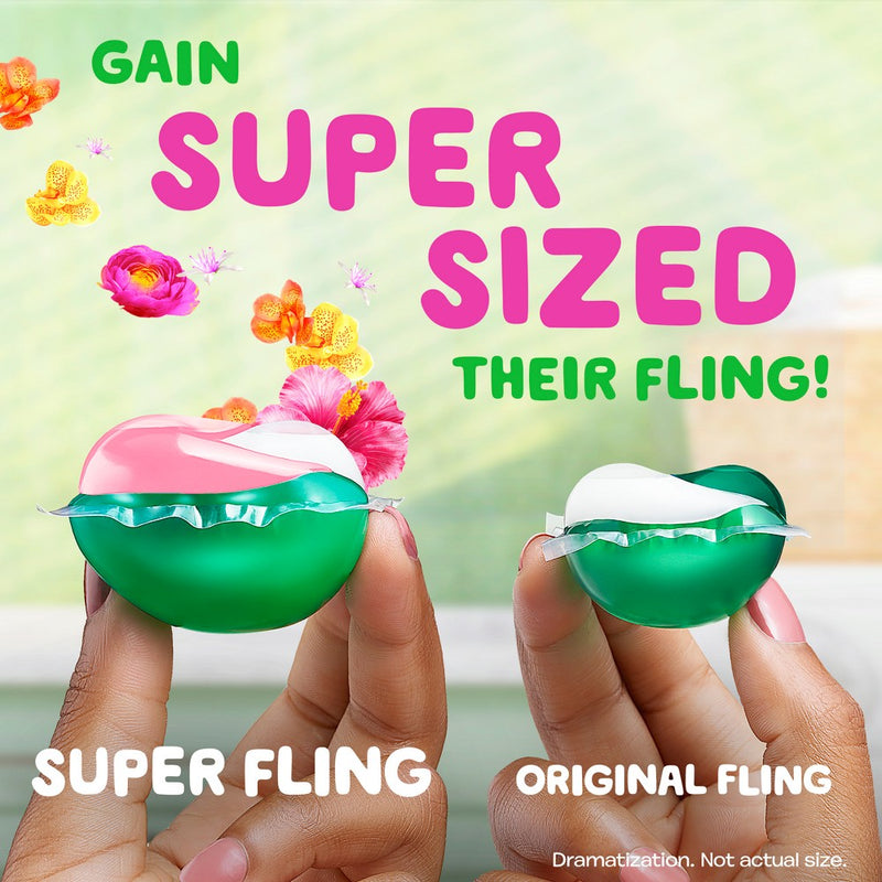 Gain Flings Hibiscus Hula HE Compatible Happy Laundry Detergent Soap Pacs - 45ct