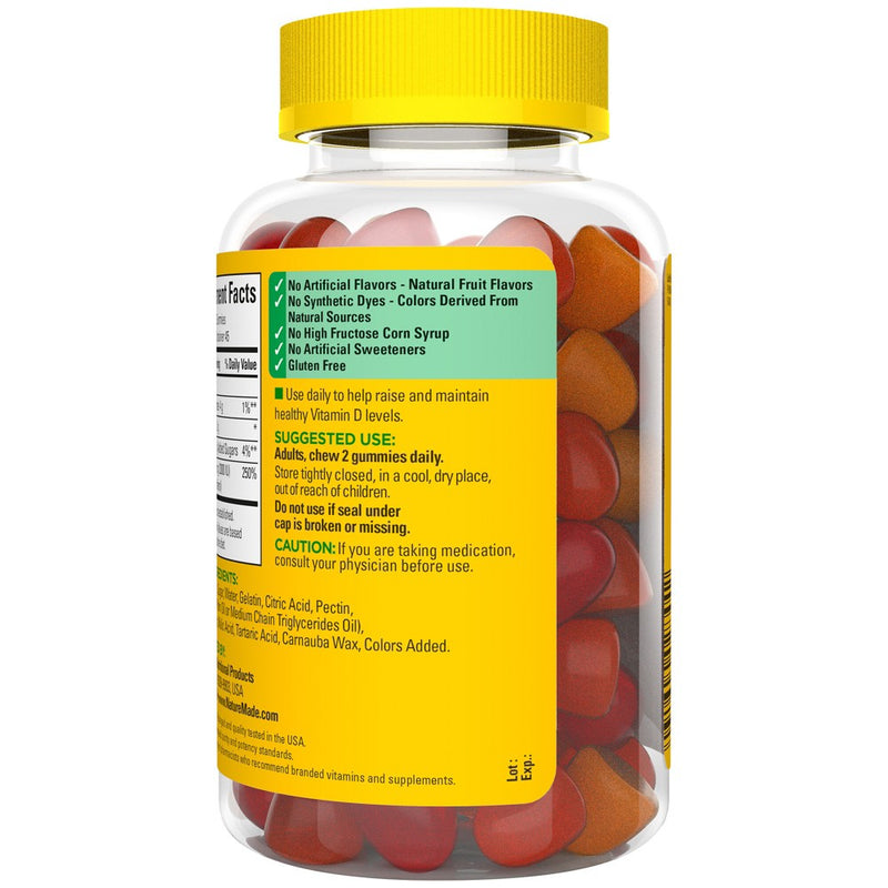 Nature Made Vitamin D3 2000 IU (50 mcg), for Bone Health and Immune Support Vitamin Gummies - 90ct