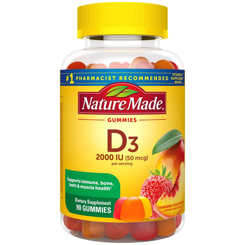 Nature Made Vitamin D3 2000 IU (50 mcg), for Bone Health and Immune Support Vitamin Gummies - 90ct