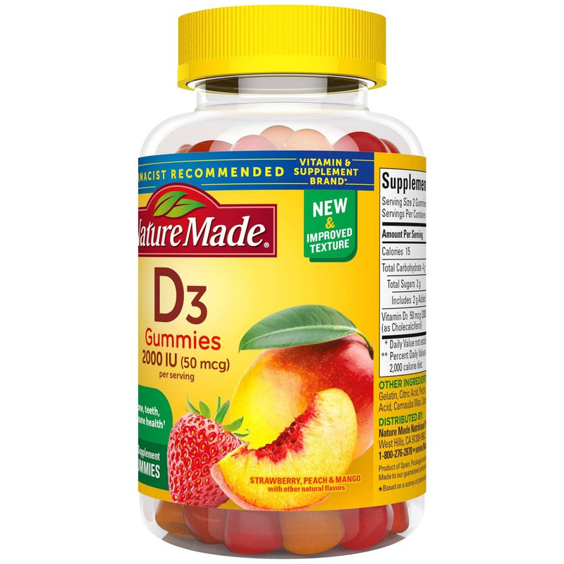 Nature Made Vitamin D3 2000 IU (50 mcg), for Bone Health and Immune Support Vitamin Gummies - 90ct