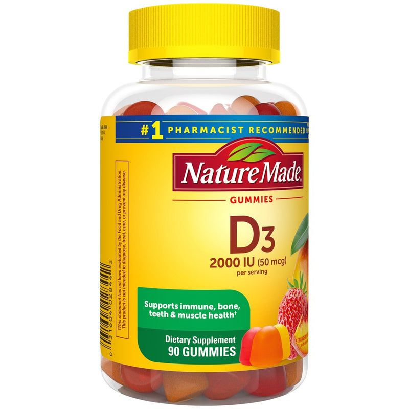 Nature Made Vitamin D3 2000 IU (50 mcg), for Bone Health and Immune Support Vitamin Gummies - 90ct