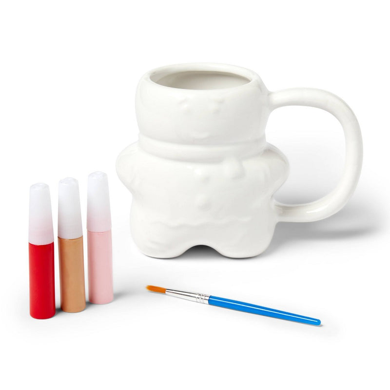 Christmas Craft Paint-Your-Own Gingerbread Mug Kit - Mondo Llama: Ceramic Holiday Activity for Ages 6+, Includes Paints & Brush