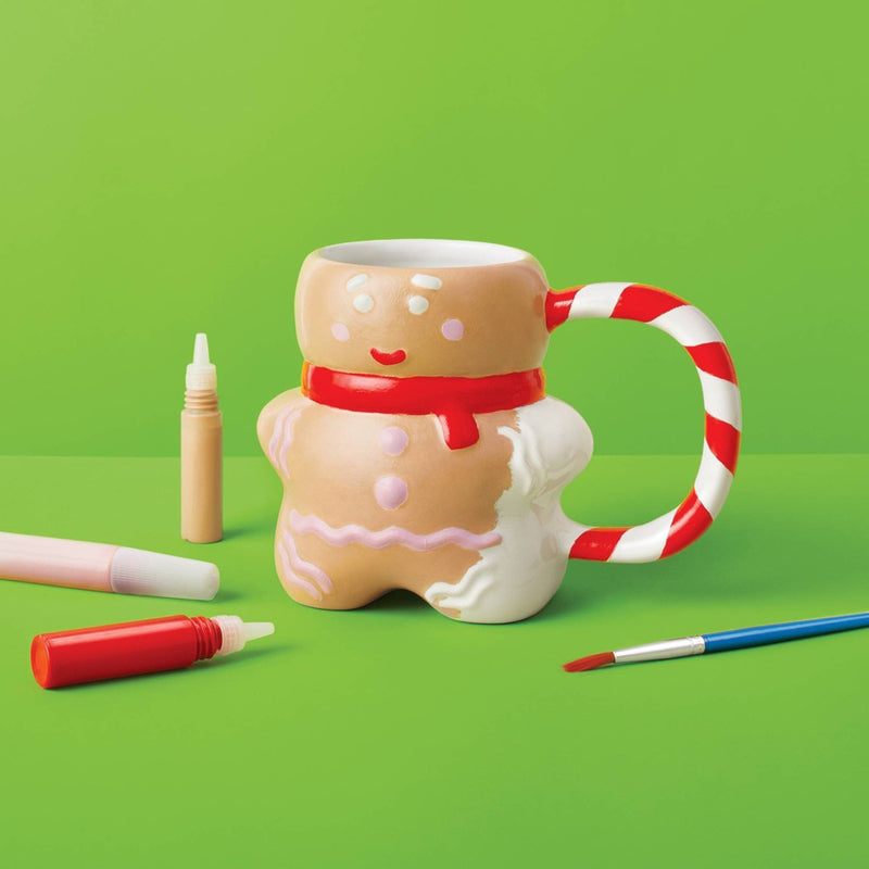 Christmas Craft Paint-Your-Own Gingerbread Mug Kit - Mondo Llama: Ceramic Holiday Activity for Ages 6+, Includes Paints & Brush