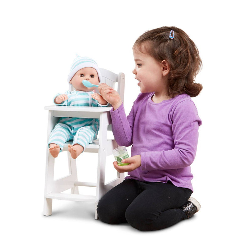 Melissa & Doug Mine to Love Wooden Play High Chair for Dolls, Stuffed Animals - White