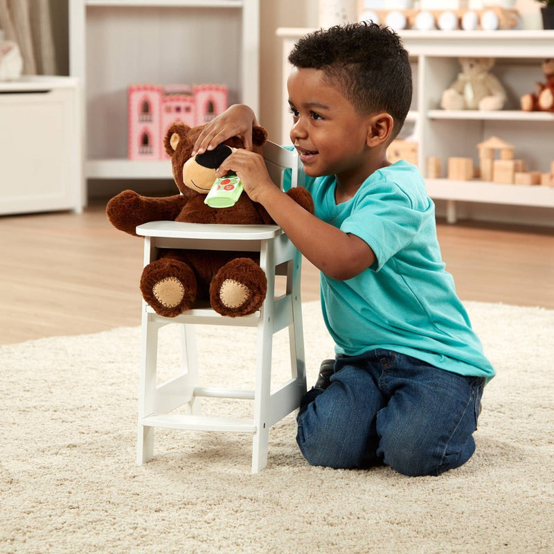 Melissa & Doug Mine to Love Wooden Play High Chair for Dolls, Stuffed Animals - White