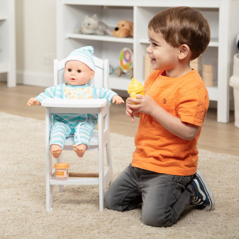 Melissa & Doug Mine to Love Wooden Play High Chair for Dolls, Stuffed Animals - White