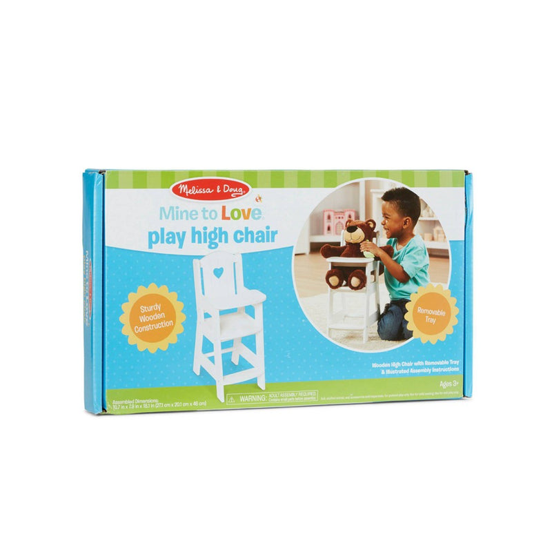 Melissa & Doug Mine to Love Wooden Play High Chair for Dolls, Stuffed Animals - White