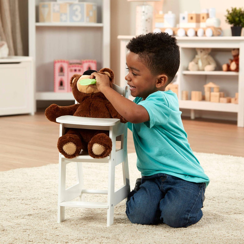 Melissa & Doug Mine to Love Wooden Play High Chair for Dolls, Stuffed Animals - White
