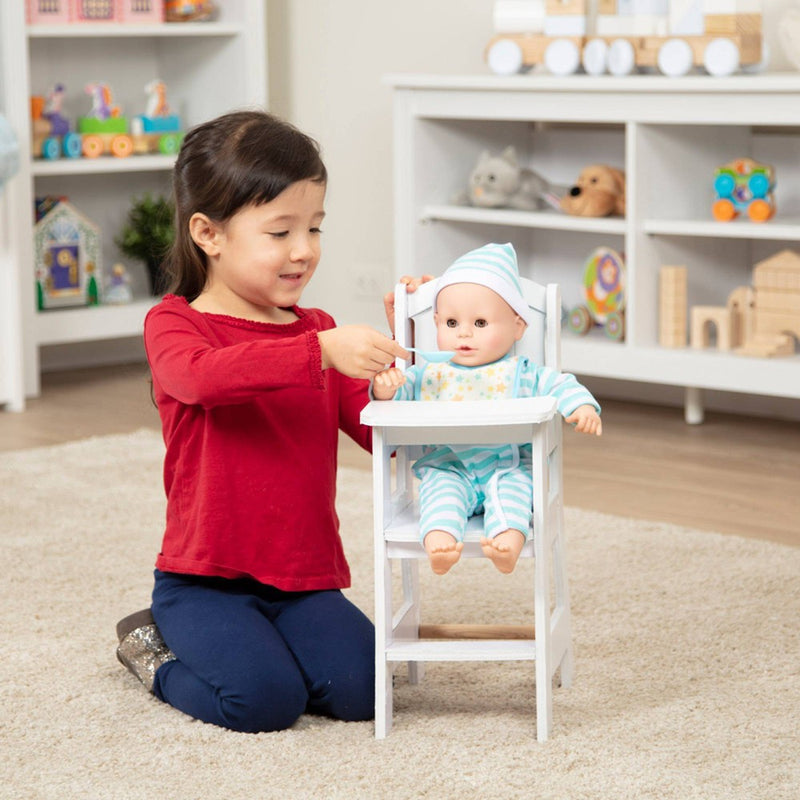 Melissa & Doug Mine to Love Wooden Play High Chair for Dolls, Stuffed Animals - White