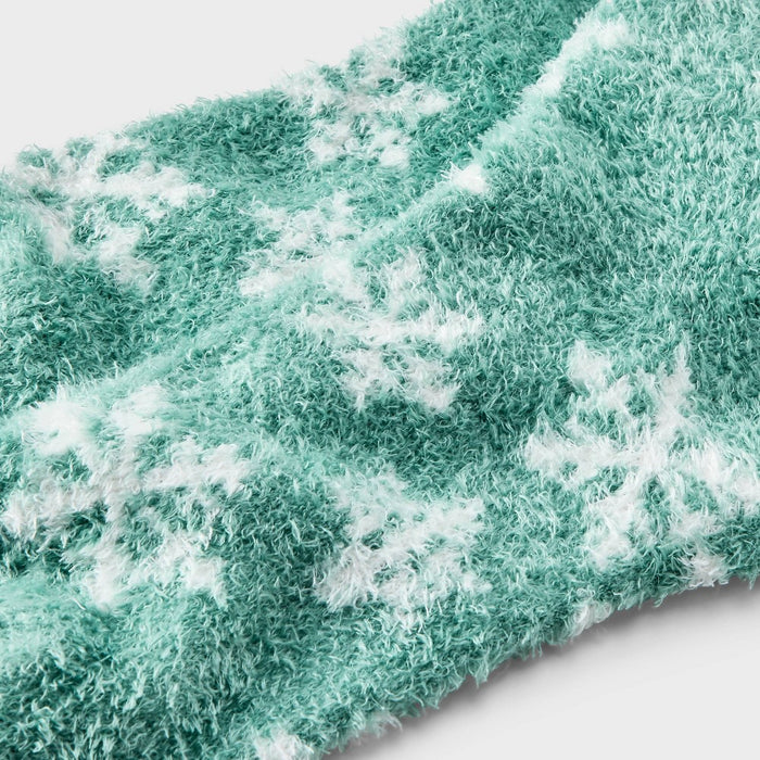Women's Snowflake Cozy Crew Socks - Auden Green 4-10
