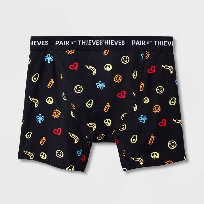 Pair of Thieves Men's Emoji Super Soft Boxer Briefs - Black/Emoji L