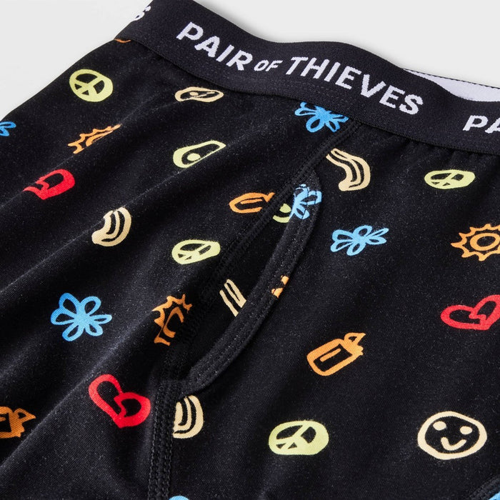 Pair of Thieves Men's Emoji Super Soft Boxer Briefs - Black/Emoji L