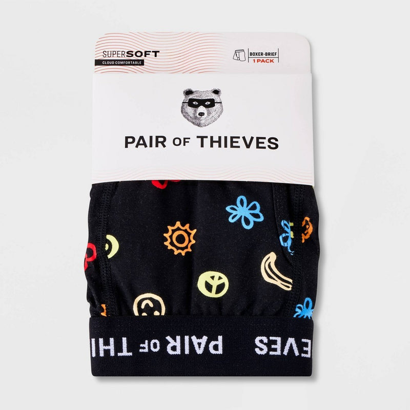 Pair of Thieves Men's Emoji Super Soft Boxer Briefs - Black/Emoji S