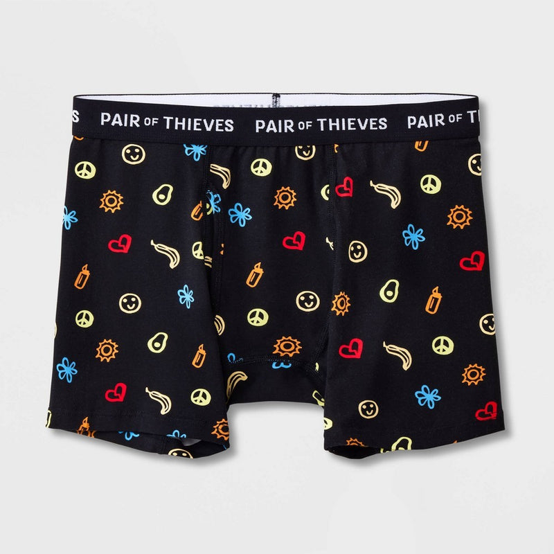 Pair of Thieves Men's Emoji Super Soft Boxer Briefs - Black/Emoji S