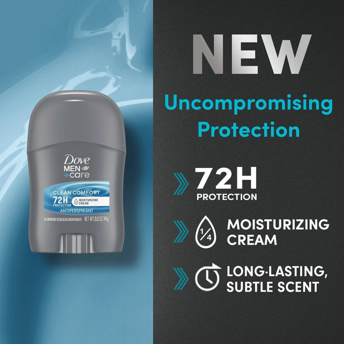 Dove Men+Care 72-Hour Antiperspirant & Mini Deodorant Stick - Clean Comfort - Travel Size - 0.5oz